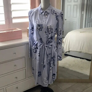 Floral Shirt Dress Tie Belt, Size M
